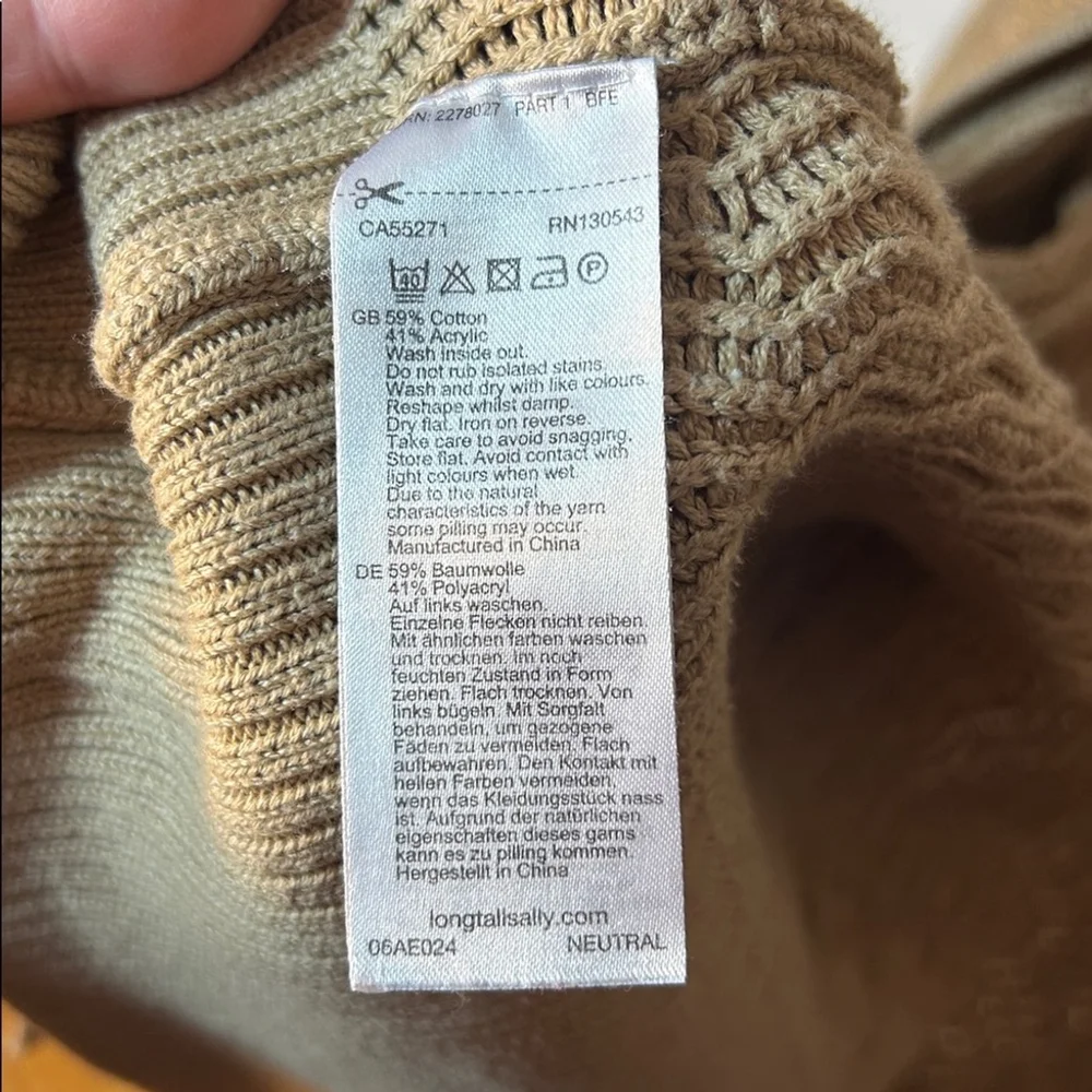 Long tall Sally crocheted tan open cardigan long line Boho size extra large - Picture 5 of 6